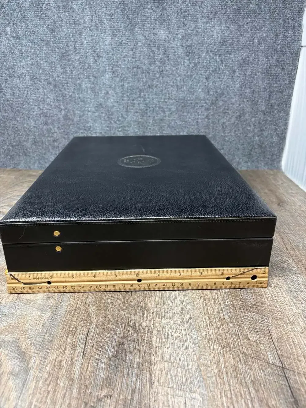 Gianni Versace Vintage Medusa Embossed Black Leather Hard Case Briefcase-Luxury